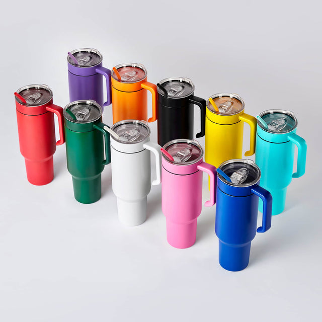 40oz Tumbler with Handle — 40oz tumbler with handle powder coated laser ready
