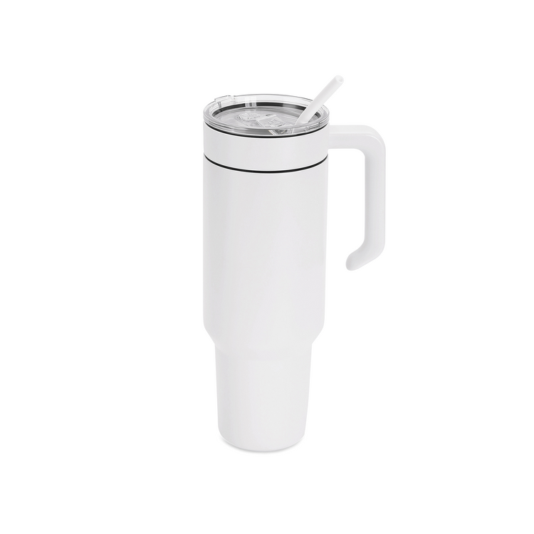 40oz Tumbler with Handle — 40oz tumbler with twist on handle white