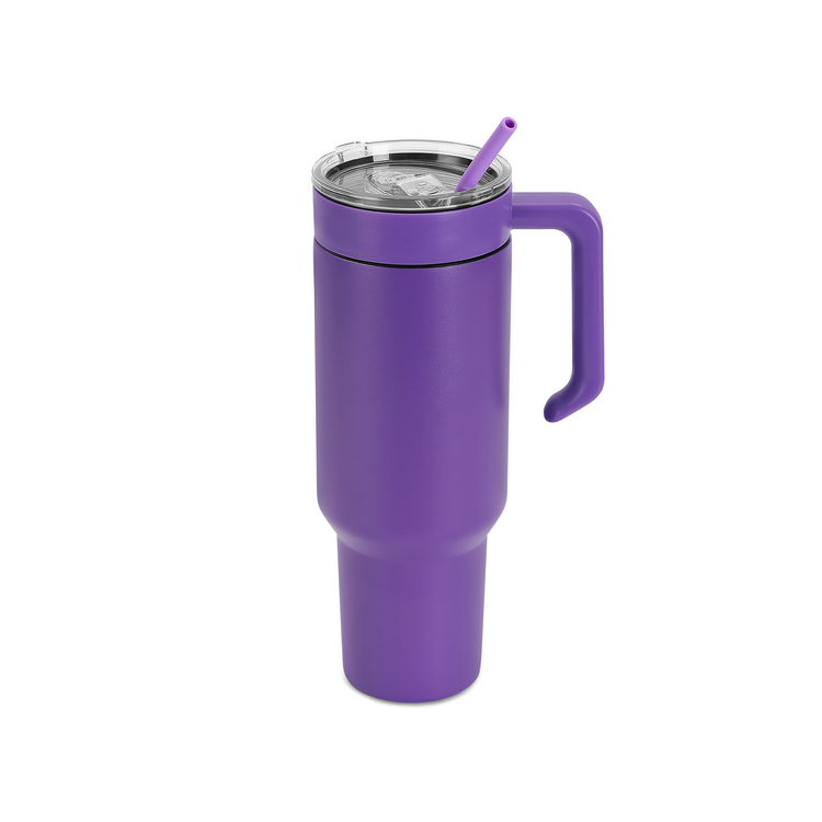 40oz Tumbler with Handle — 40oz tumbler with twist on handle purple