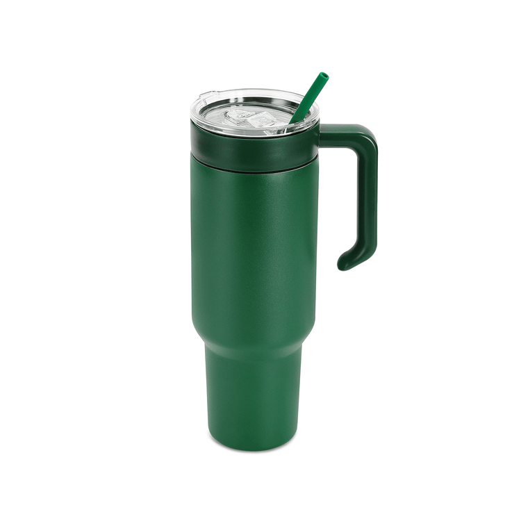 40oz Tumbler with Handle — 40oz tumbler with twist on handle green