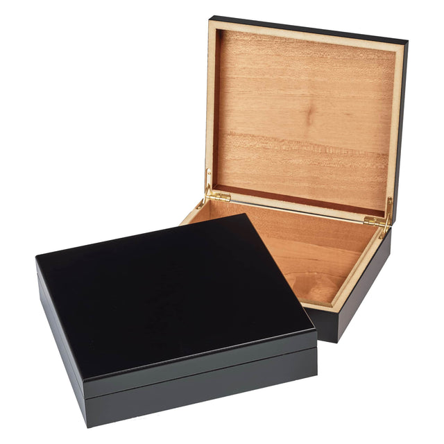 Cigar Humidor Box — Valet Box Cedar Lined Medium Black