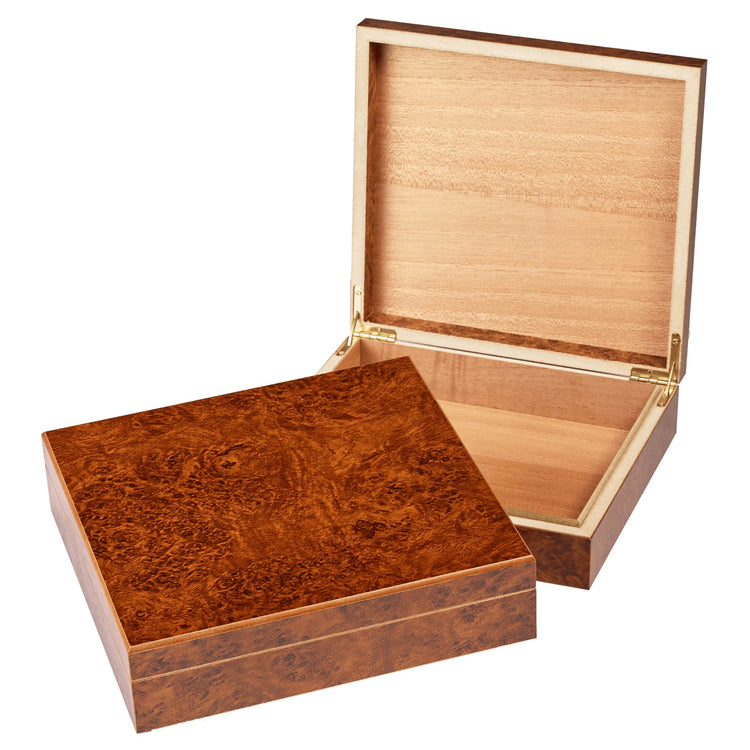 Cigar Humidor Box — Valet Box Cedar Lined Medium Burl