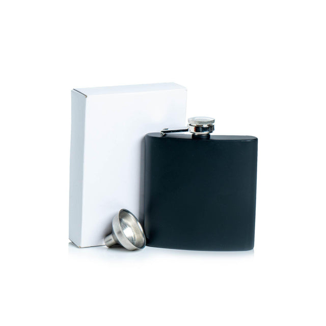 Flask with Funnel — StainlessSteelFlaskBlack 01