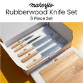 Kitchen Knife Set with Magnetic Block Stand — Rubberwood Knife Set 5