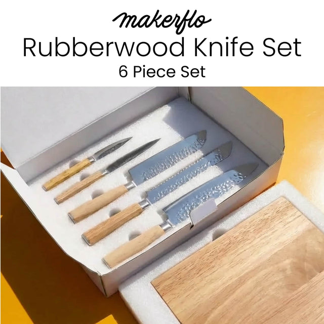 Kitchen Knife Set with Magnetic Block Stand — Rubberwood Knife Set 5