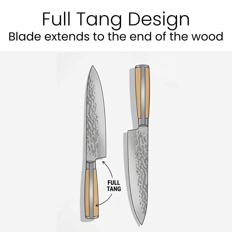 Kitchen Knife Set with Magnetic Block Stand — Rubberwood Knife Set