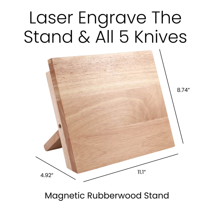 Kitchen Knife Set with Magnetic Block Stand — Rubberwood Knife Set 10