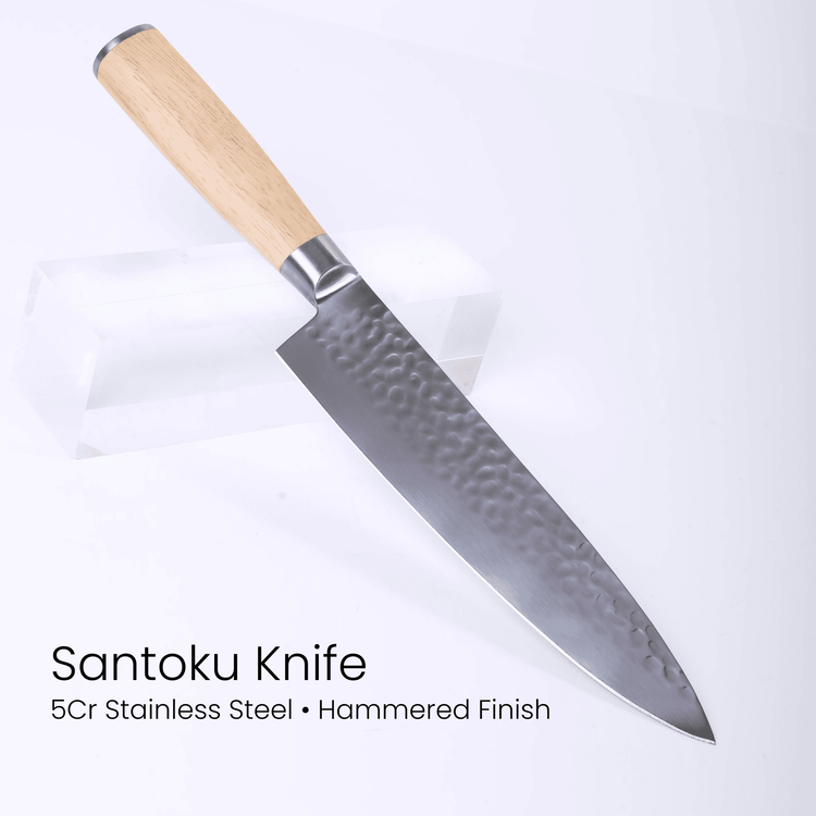 Kitchen Knife Set with Magnetic Block Stand — 5Cr Stainless Steel Full Tang Knife Set Santoku Knife