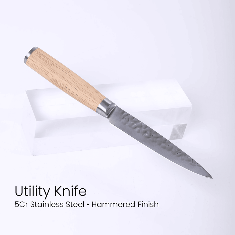 Kitchen Knife Set with Magnetic Block Stand — 5Cr Stainless Steel Full Tang Knife Set Utility Knife