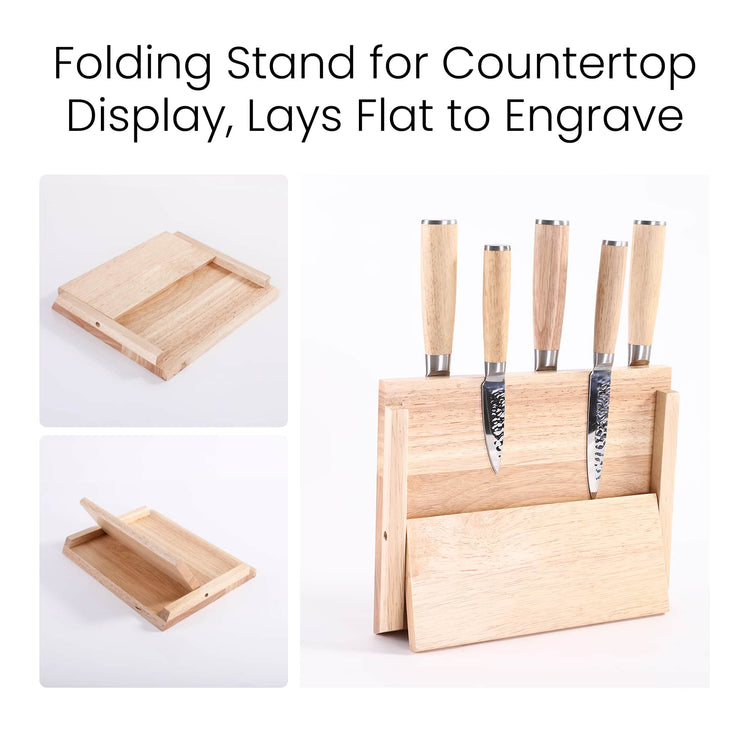 Kitchen Knife Set with Magnetic Block Stand — knife set on rubberwood folding stand
