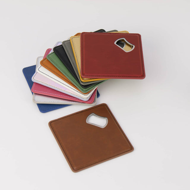 Laserette Bottle Opener Coaster — Bottle Opener Coaster Laserette Engravable Leatherette 3