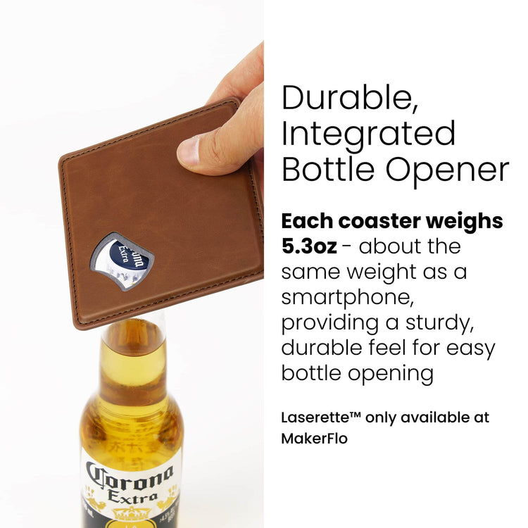 Laserette Bottle Opener Coaster — Laserette bottle opener coaster wallet engravable uv print