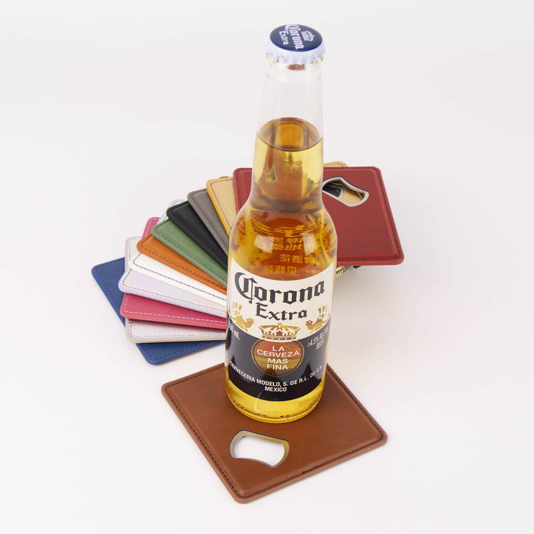 Laserette Bottle Opener Coaster — Bottle Opener Coaster Laserette Engravable Leatherette 6