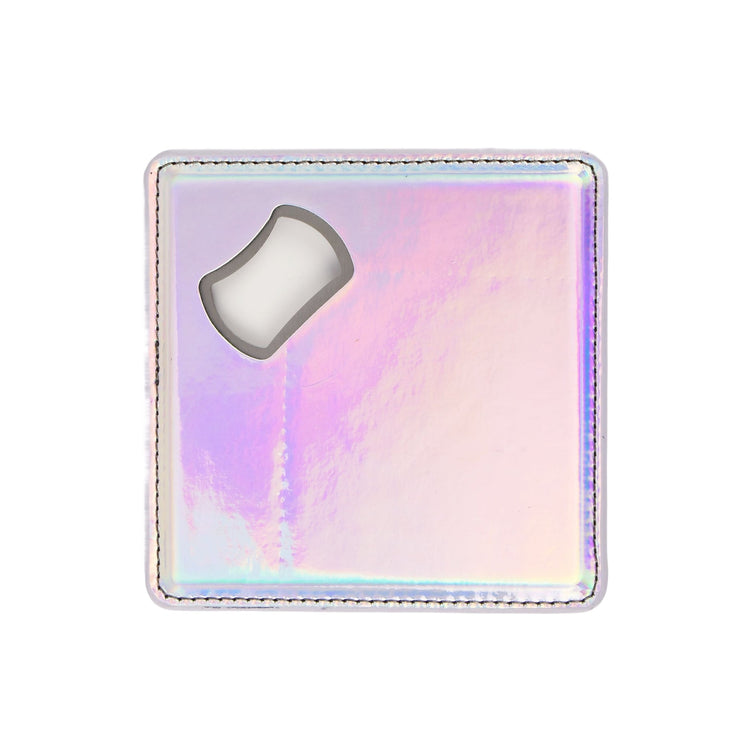 Laserette Bottle Opener Coaster — Bottle Opener Coaster Laserette Engravable Leatherette Holographic