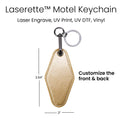 Laserette Motel Keychain — Laserette Motel Keychain leatherette keychain Dims