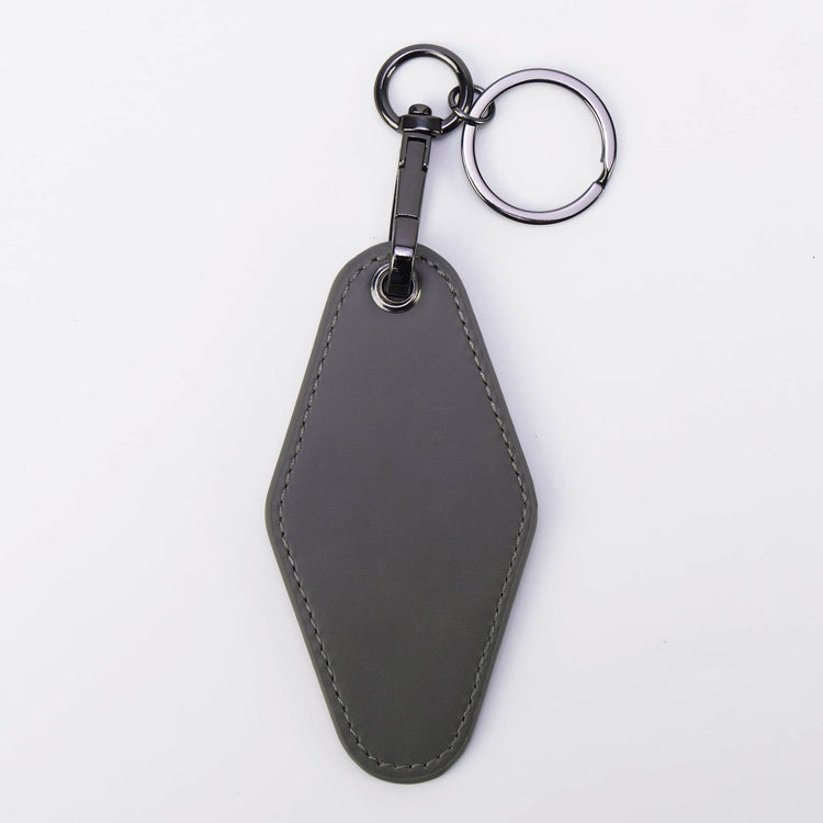Laserette Motel Keychain — Engravable Motel Keychain Leatherette gray