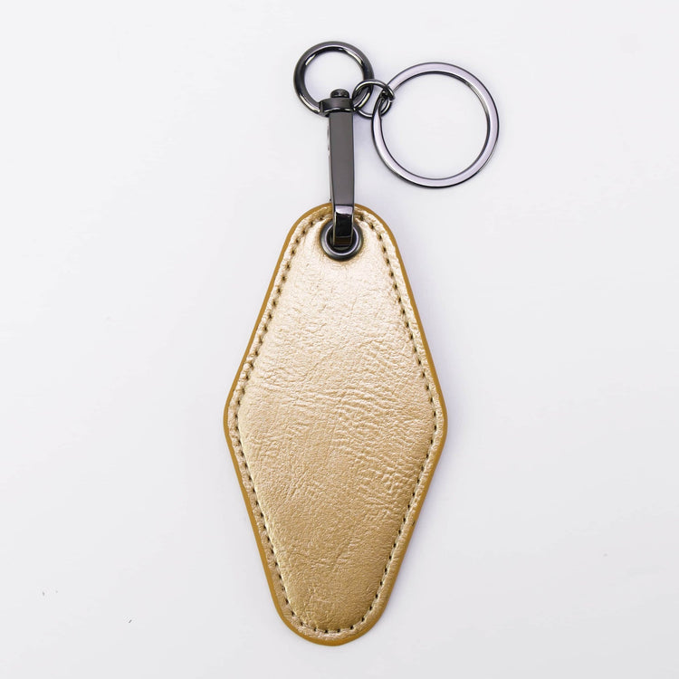 Laserette Motel Keychain — Engravable Motel Keychain Leatherette metallic gold