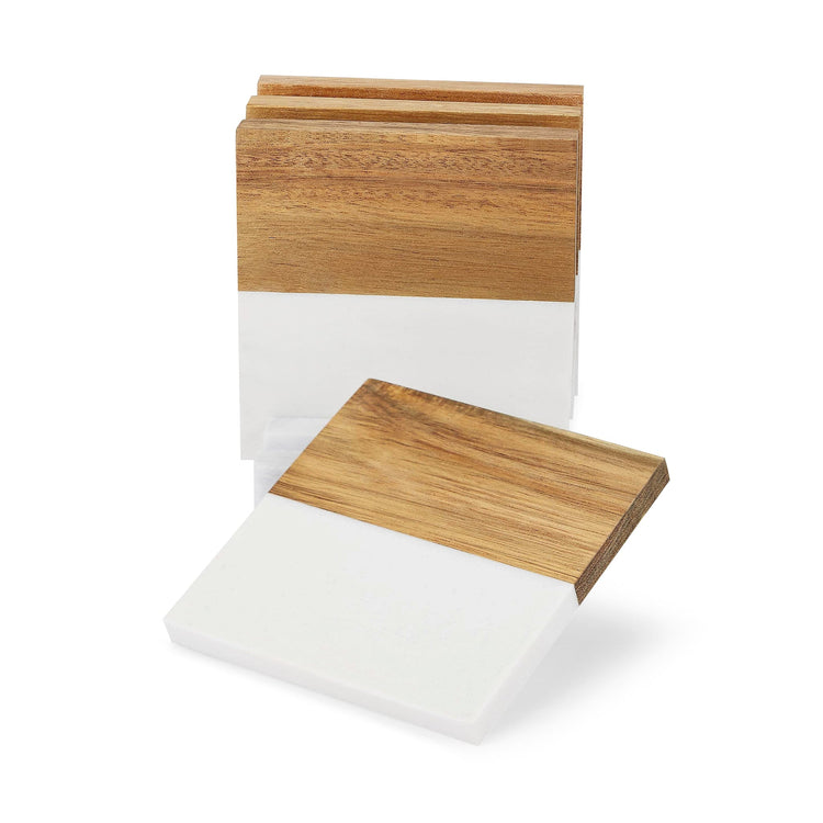Marble and Wood Coaster Set — Wood Engraving Marble Coaster Set
