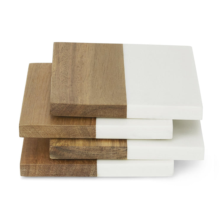 Marble and Wood Coaster Set — Coaster Marble Wood Engraving