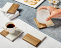 Marble and Wood Coaster Set — Marble with Acacia Wood Coasters
