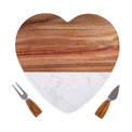 Marble Heart Shaped Serving Set — Marble Wood Heart Board Serving Set 2