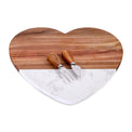 Marble Heart Shaped Serving Set — Marble Wood Heart Board Serving Set 4