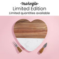 Marble Heart Shaped Serving Set — heart MARBLE WOOD CUTTING BOARD DIMS 1
