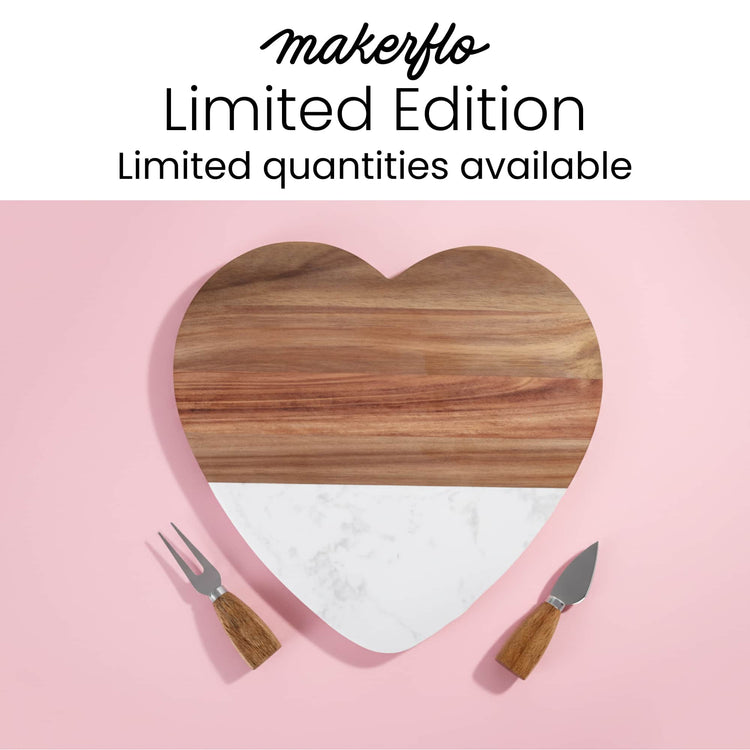 Marble Heart Shaped Serving Set — heart MARBLE WOOD CUTTING BOARD DIMS 1