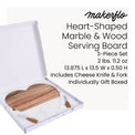 Marble Heart Shaped Serving Set — heart shape marble wood board serving set