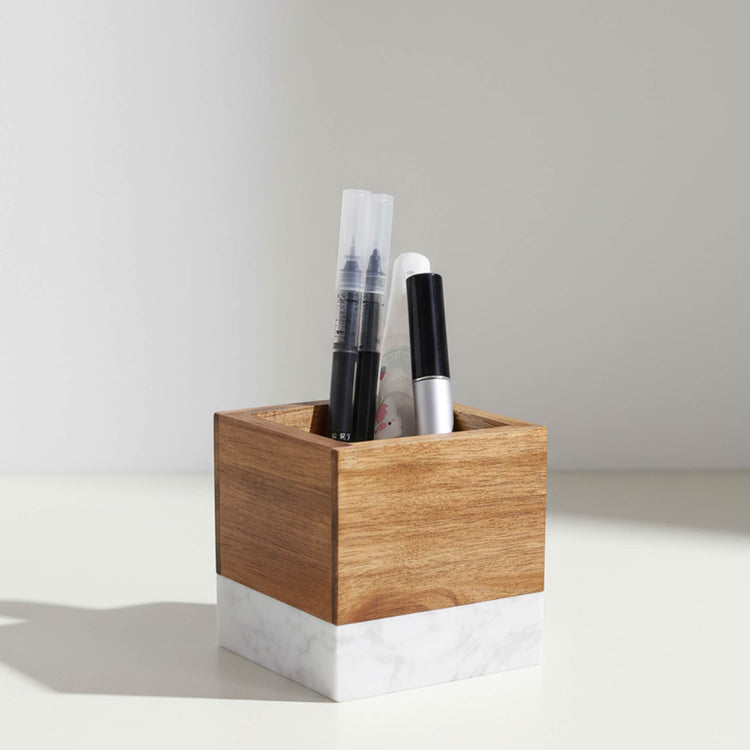 Marble Pen/Pencil Holder — MARBLE WOOD PEN PENCIL HOLDER