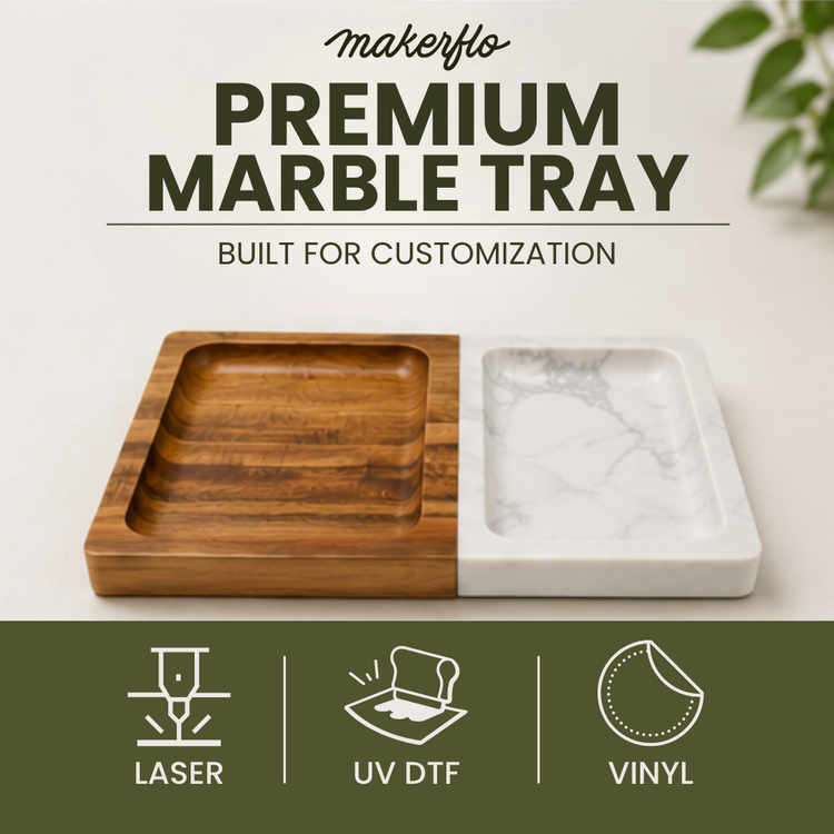 Marble & Wood Valet Tray — Marble Wood Tray Engraving Blank