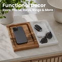 Marble & Wood Valet Tray — Functional Engravable Marble Tray