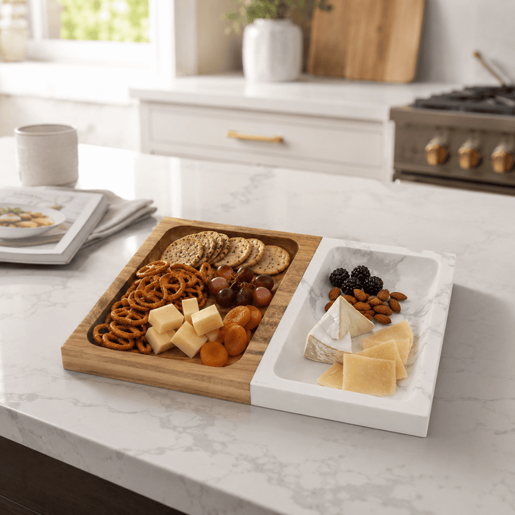 Marble & Wood Valet Tray — Marble Wood Valet Tray 14