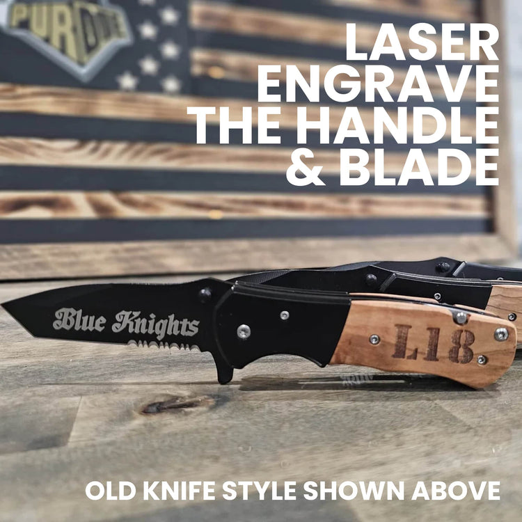 Pocket Knives — 6 Laser Engrave Pocket Knife Blade Handle