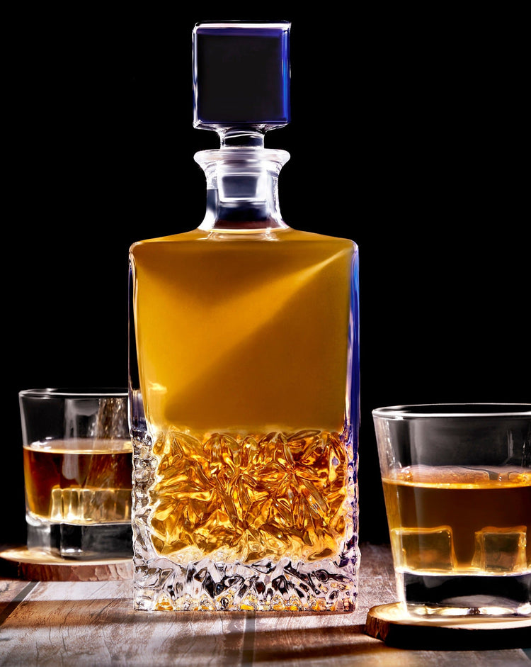 Whiskey Decanter - Rectangle - 750ML — rectangle decanter with glasses