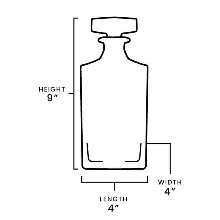 Square 750mL whiskey decanter dimensions