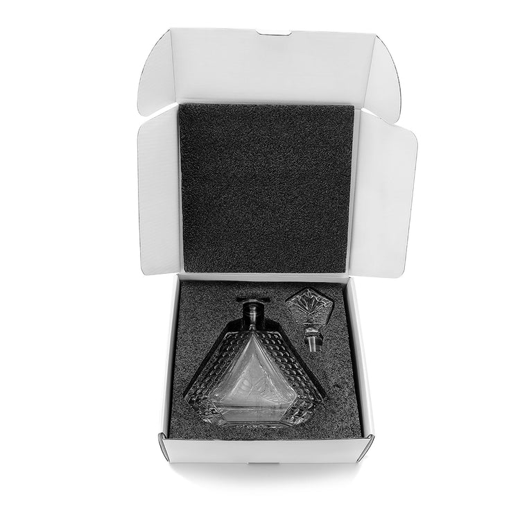 Whiskey Decanter - Triangle - 650ML — Triangle Glass Decanter in foam box