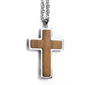 Wood Pendant Necklace — engravable wood pendant cross natural