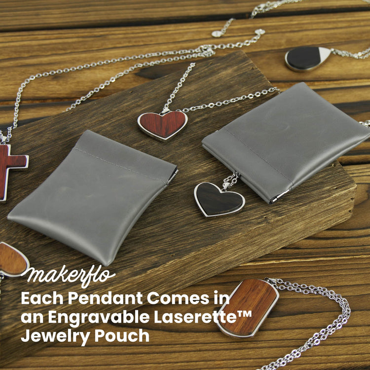 Wood Pendant Necklace — Engravable Necklace Pouch