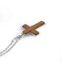 Wood Pendant Necklace — engravable wood pendant necklace cross natural wood