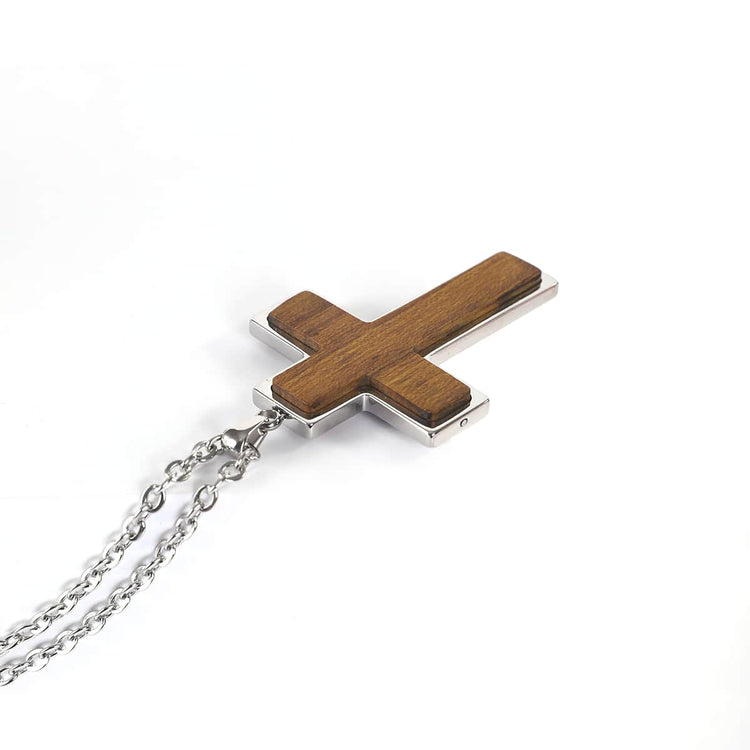 Wood Pendant Necklace — engravable wood pendant necklace cross natural wood