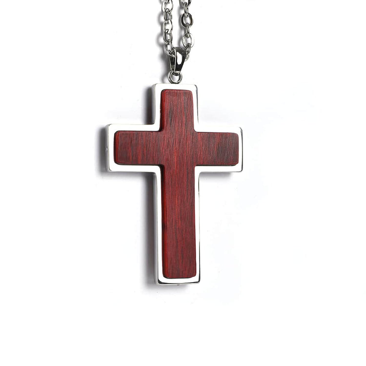 Wood Pendant Necklace — engravable wood pendant cross rosewood