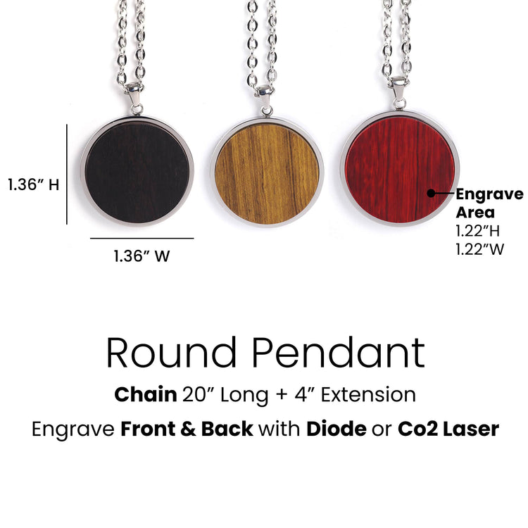 Wood Pendant Necklace — Round Pendant Necklace