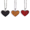 Wood Pendant Necklace — engravable wood pendant necklace heart wood tones