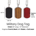 Wood Pendant Necklace — Military Dog Tag Pendant Necklace