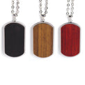 Wood Pendant Necklace — engravable wood pendant military dog tag 3 wood colors