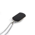 Wood Pendant Necklace — engravable wood pendant military dog tag in black