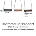 Wood Pendant Necklace — Horizaontal Bar Pendant Necklace