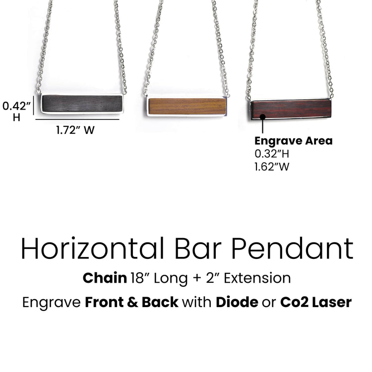 Wood Pendant Necklace — Horizaontal Bar Pendant Necklace