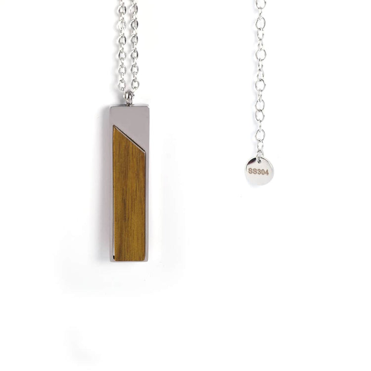 Wood Pendant Necklace — engravable wood pendant necklace natural wood vertical bar